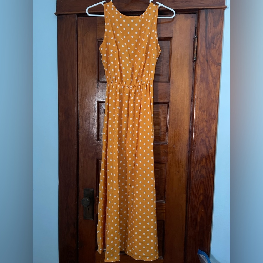 Yellow poka dot maxi dress